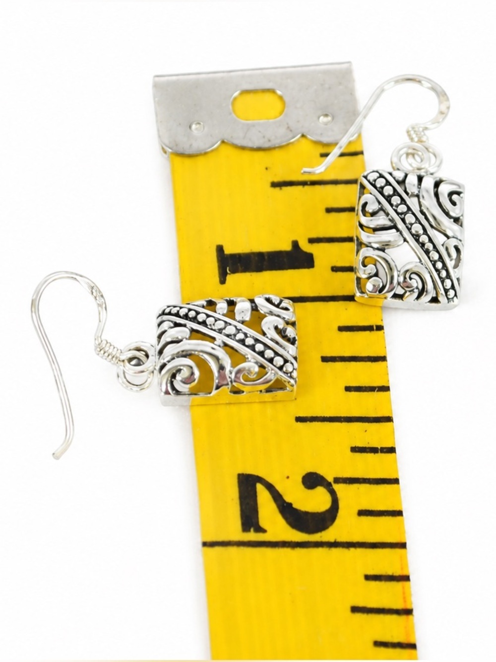 NEW Sterling Silver 925 Filigree & Scroll design french hook dangle Earrings - Picture 3 of 3